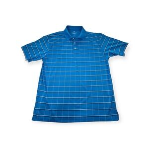 Grand Slam Golf Polo Shirt - Blue Check Polyester Performance Casual XL